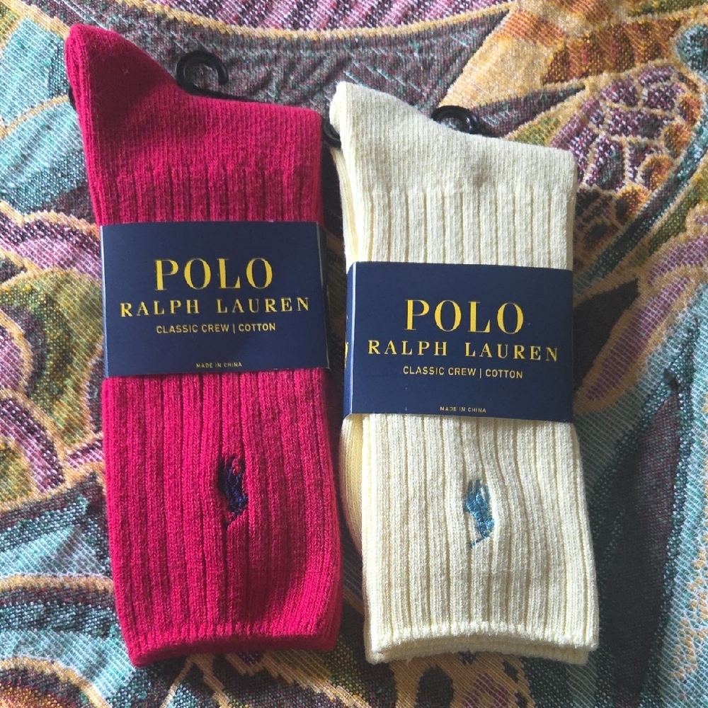 Polo by Ralph Lauren Red and Cream Casual Crew Socks